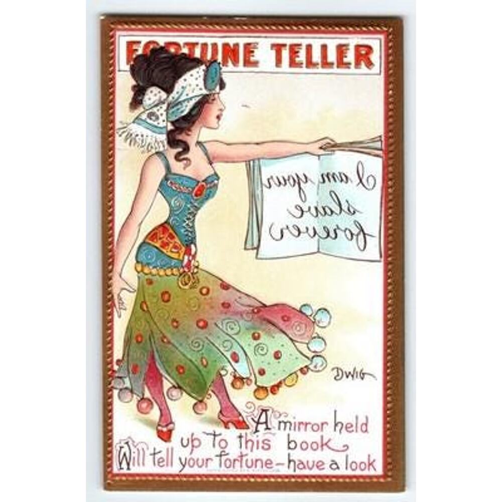 Vintage 1910s Dwiggins Fortune Teller Fantasy Artist Postcard